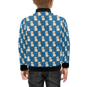 Golden Retriever Pattern Print Design 03 Kids' Boys' Girls' Bomber Jacket