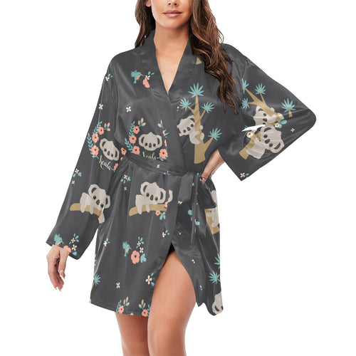 Cute koala pattern Women's Long Sleeve Belted Night Robe
