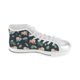Cute sloths sleeping christmas ball santa hat patt Women's High Top Canvas Shoes White