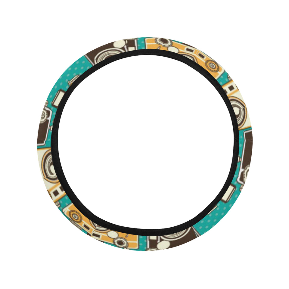 Camera Pattern Print Design 03 Car Steering Wheel Cover