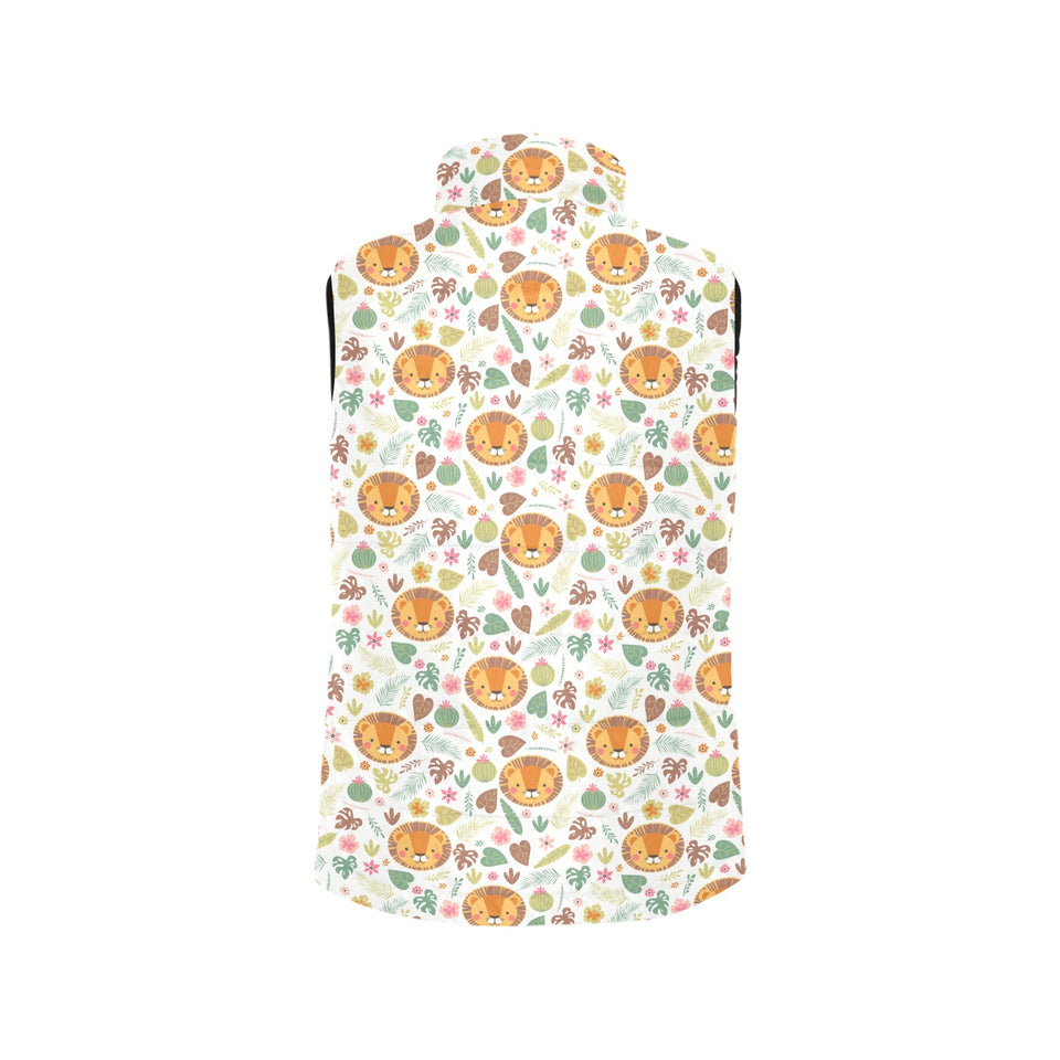 Lion Pattern Print Design 04 Women's Padded Vest