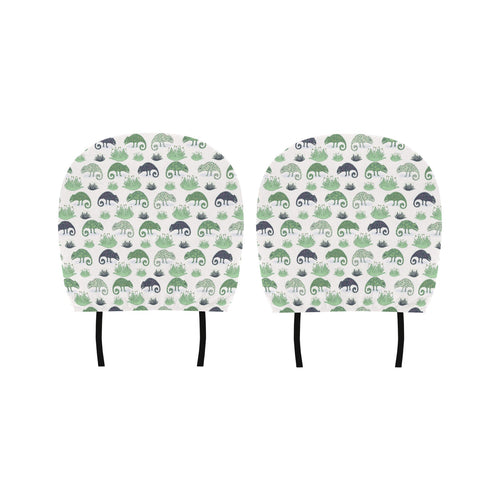 Chameleon lizard succulent plant pattern Car Headrest Cover