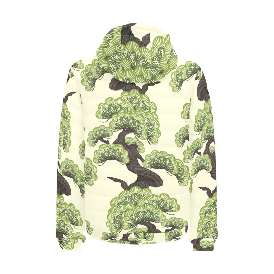 Bonsai pattern Men's Padded Hooded Jacket