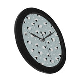 Sheep polka dot cloud pattern Elegant Black Wall Clock