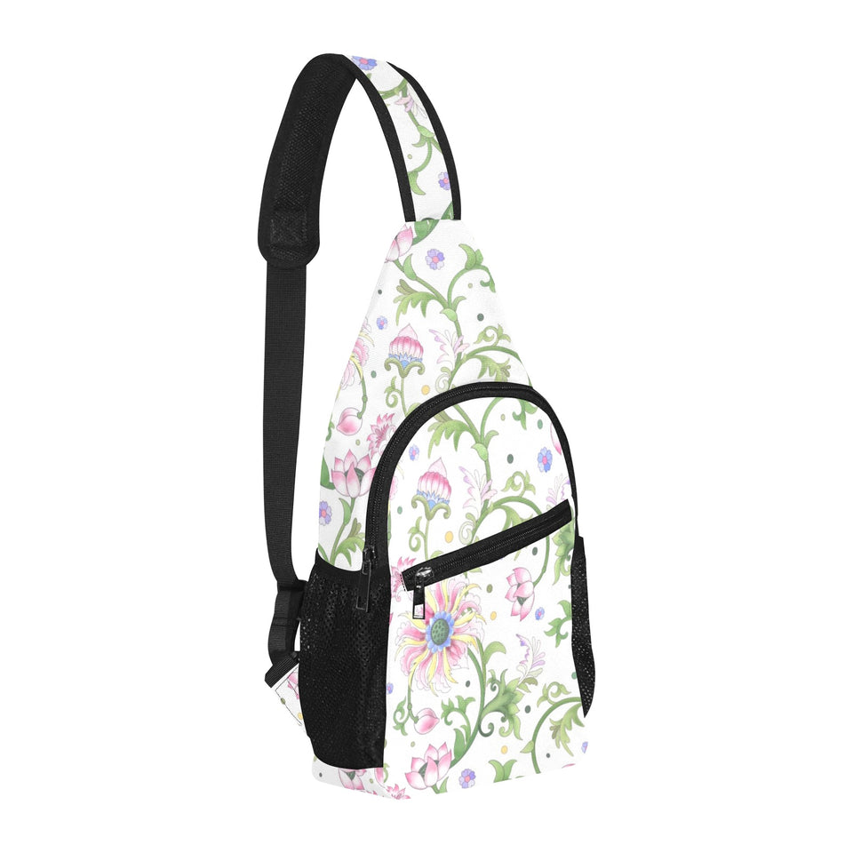 Beautiful pink lotus waterlily leaves pattern All Over Print Chest Bag