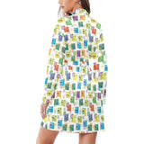 Chemistry Periodic Table Pattern Print Design 05 Women's Long Sleeve Belted Night Robe
