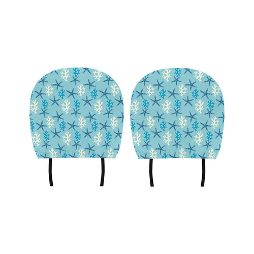 Blue starfish coral reef pattern Car Headrest Cover