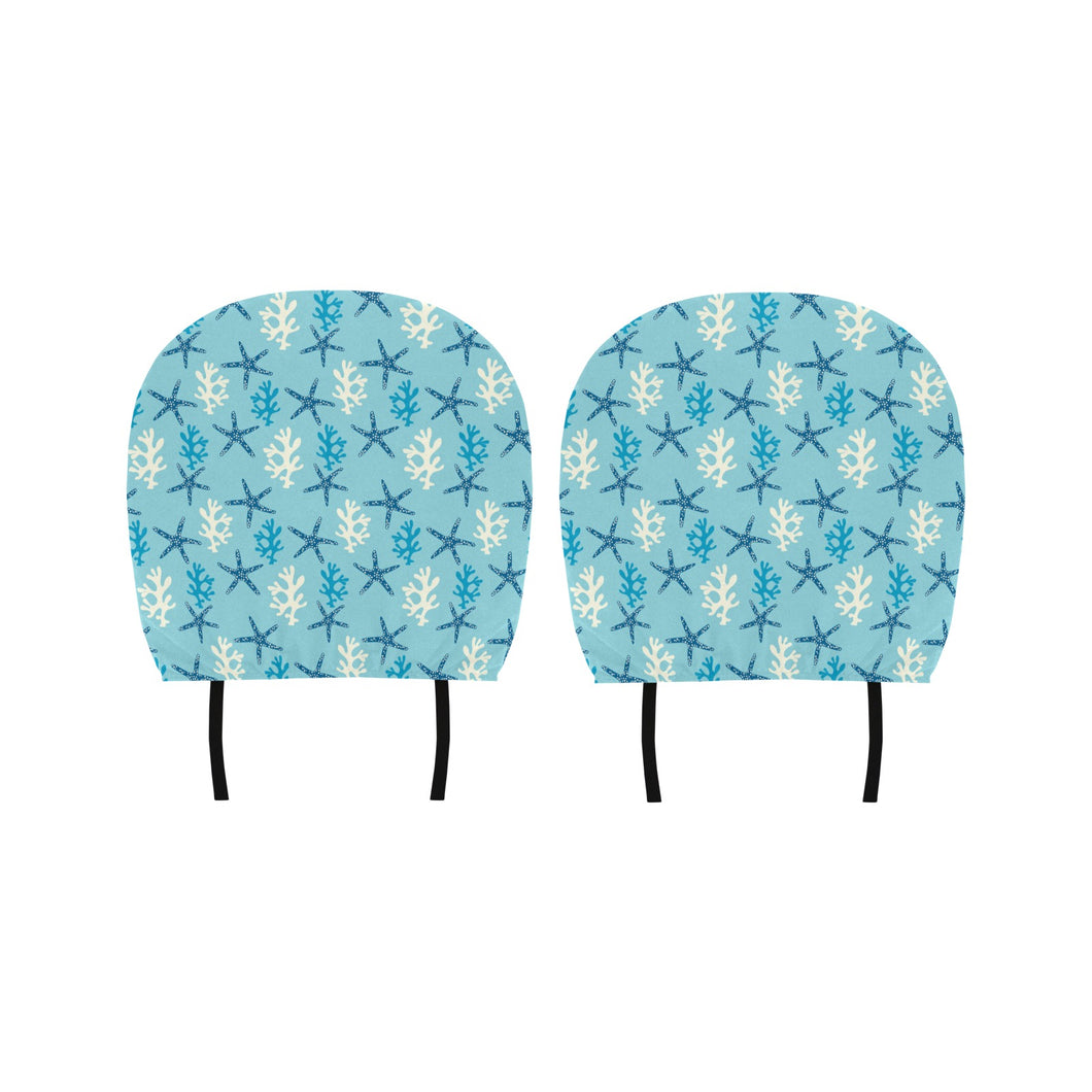 Blue starfish coral reef pattern Car Headrest Cover