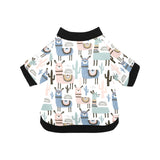 lama Alpaca cactus hand drawn pattern All Over Print Pet Dog Round Neck Fuzzy Shirt