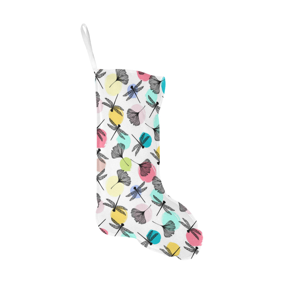 Dragonflies ginkgo leaves pattern Christmas Stocking