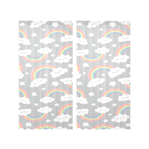 Cute rainbow clound star pattern Gauze Curtain