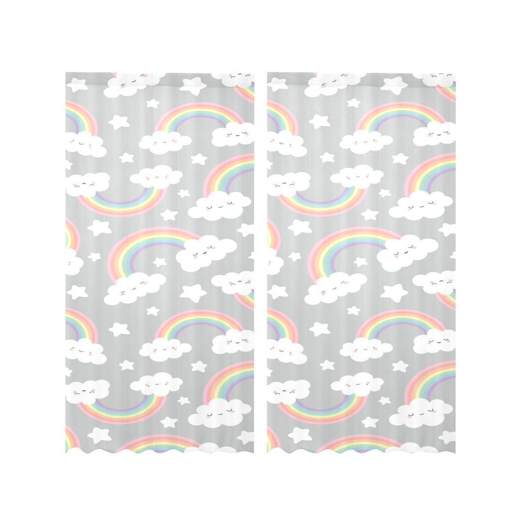 Cute rainbow clound star pattern Gauze Curtain
