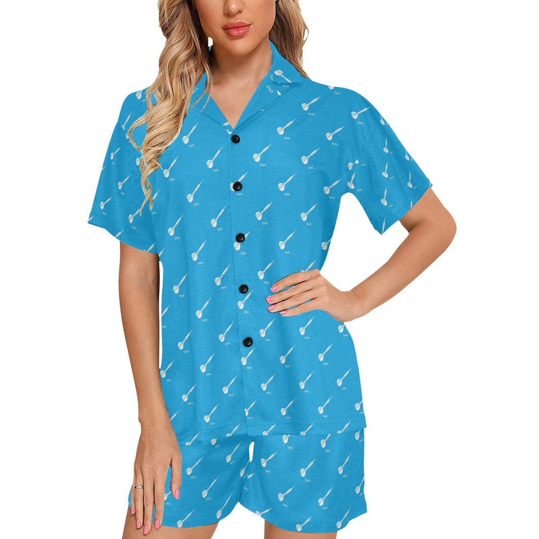Darts Pattern Print Design 05 Women's V-Neck Short Pajama Set
