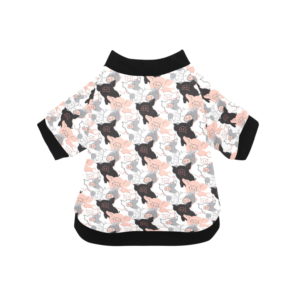Pig Pattern Print Design 05 All Over Print Pet Dog Round Neck Fuzzy Shirt