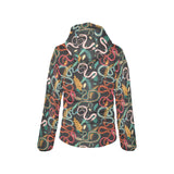 Colorful snake plant pattern Women's Padded Hooded Jacket