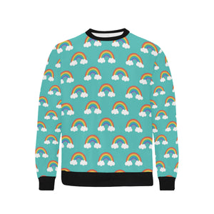 Rainbow pattern green background Men's Crew Neck Sweatshirt