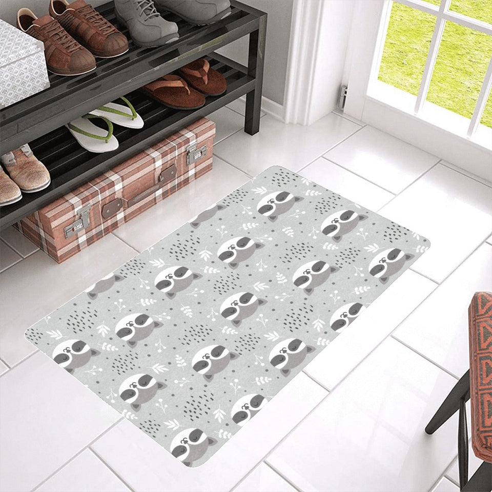 Cute raccoons leaves dot Doormat
