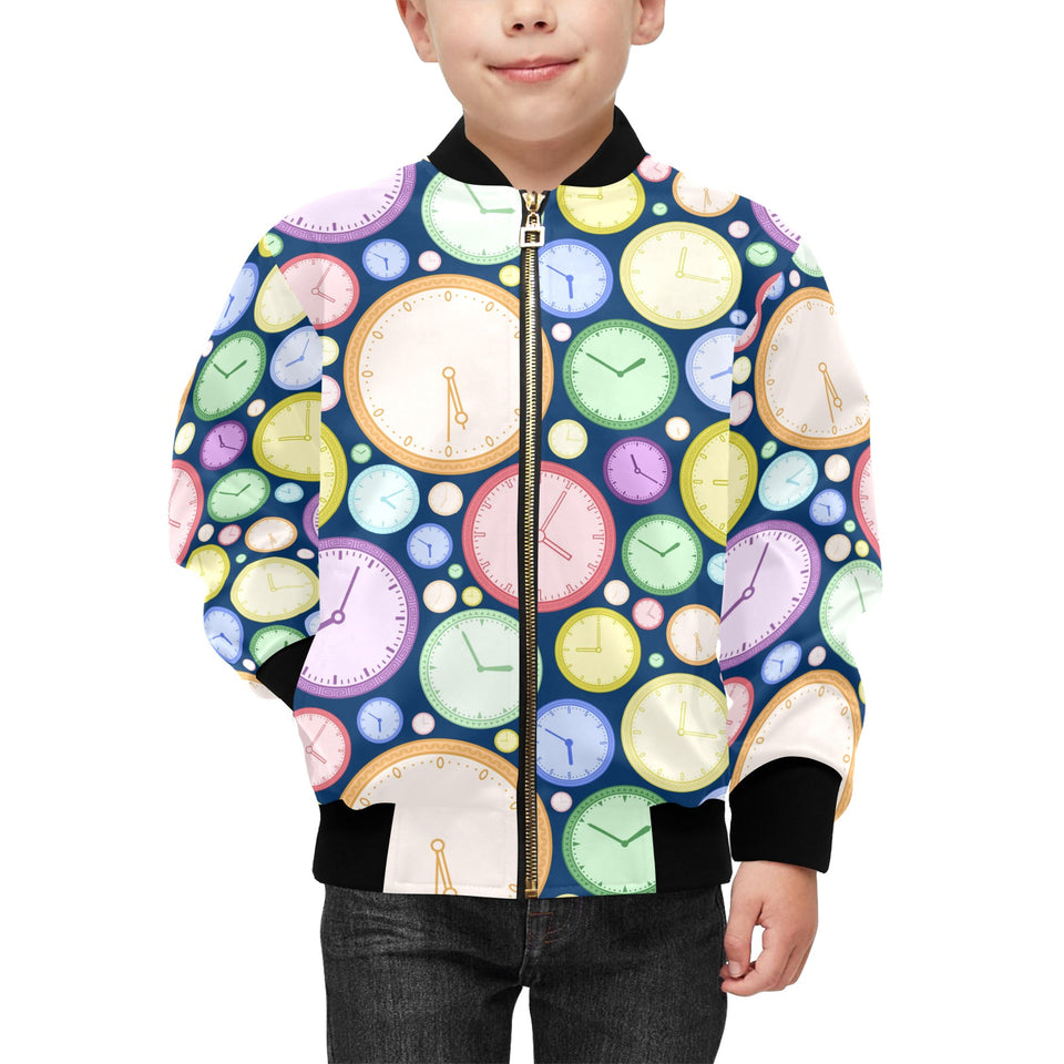 Colorful clock background Kids' Boys' Girls' Bomber Jacket