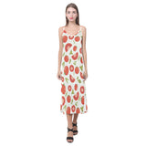 Tomato pattern V-Neck Open Fork Long Dress