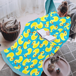 Duck Pattern Print Design 04 Blanket Robe with Sleeves