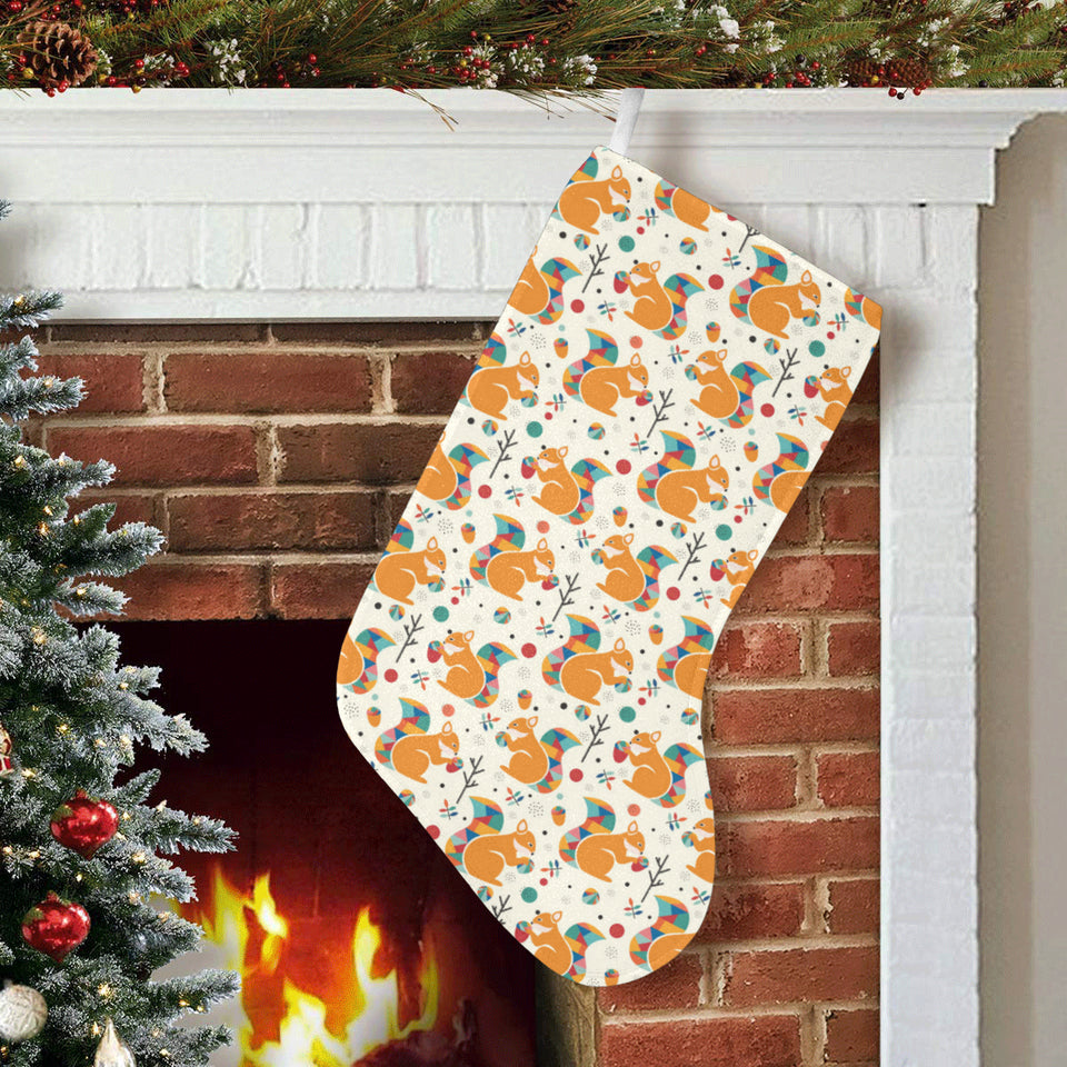 Squirrel Pattern Print Design 04 Christmas Stocking