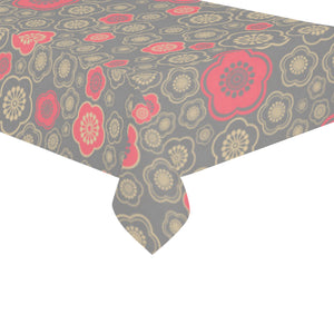 Red gold Sakura cherry blossom gray background Tablecloth