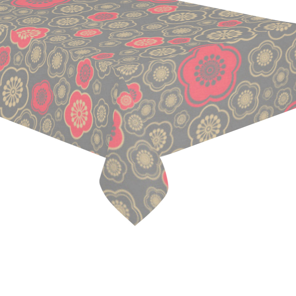 Red gold Sakura cherry blossom gray background Tablecloth