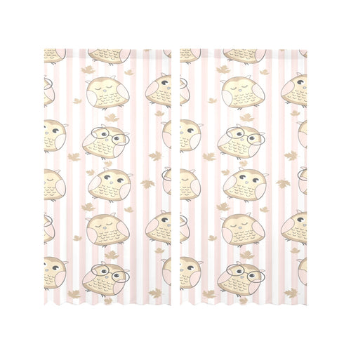 cute owl leaf Gauze Curtain