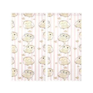 cute owl leaf Gauze Curtain