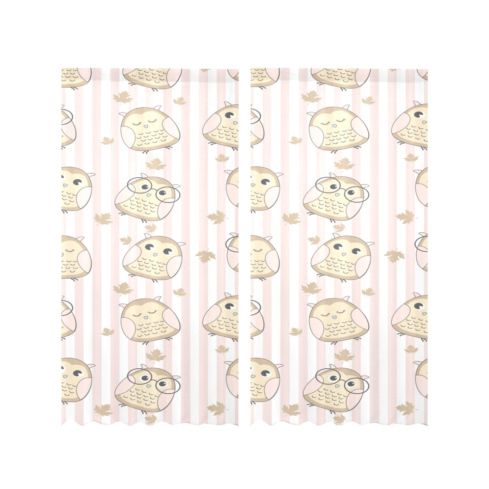 cute owl leaf Gauze Curtain