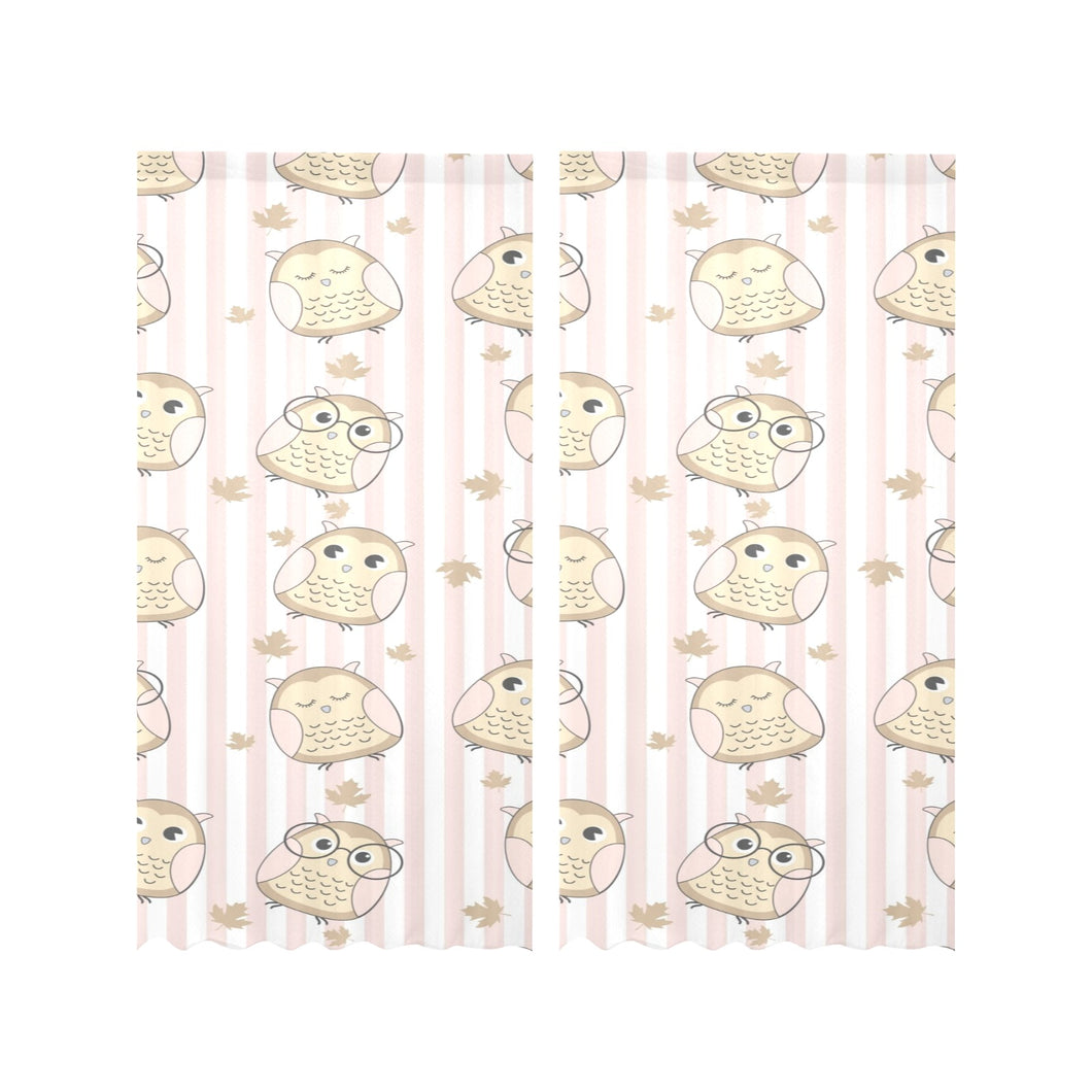 cute owl leaf Gauze Curtain