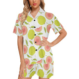 Guava pattern Women's V-Neck Short Pajama Set