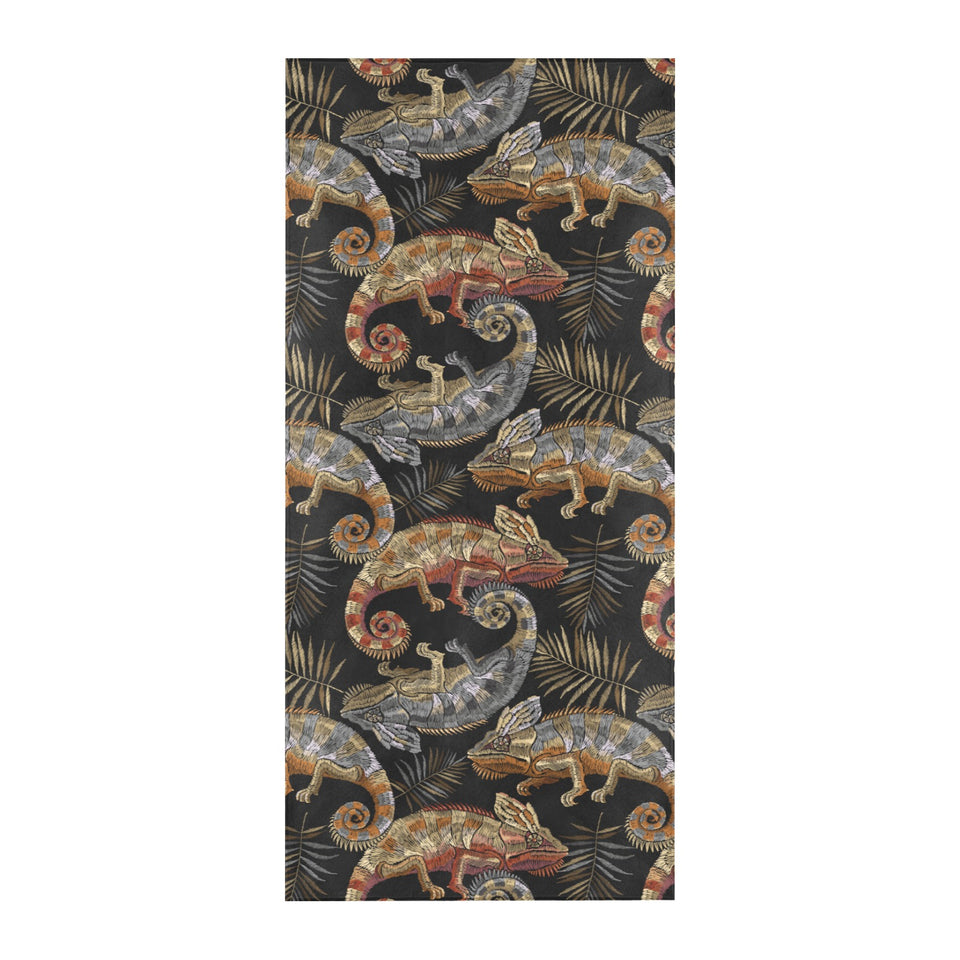 Chameleon lizard tropical leaves palm tree Beach Towel