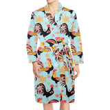 Rooster chicken cock snowfalke Men's Long Sleeve Belted Night Robe