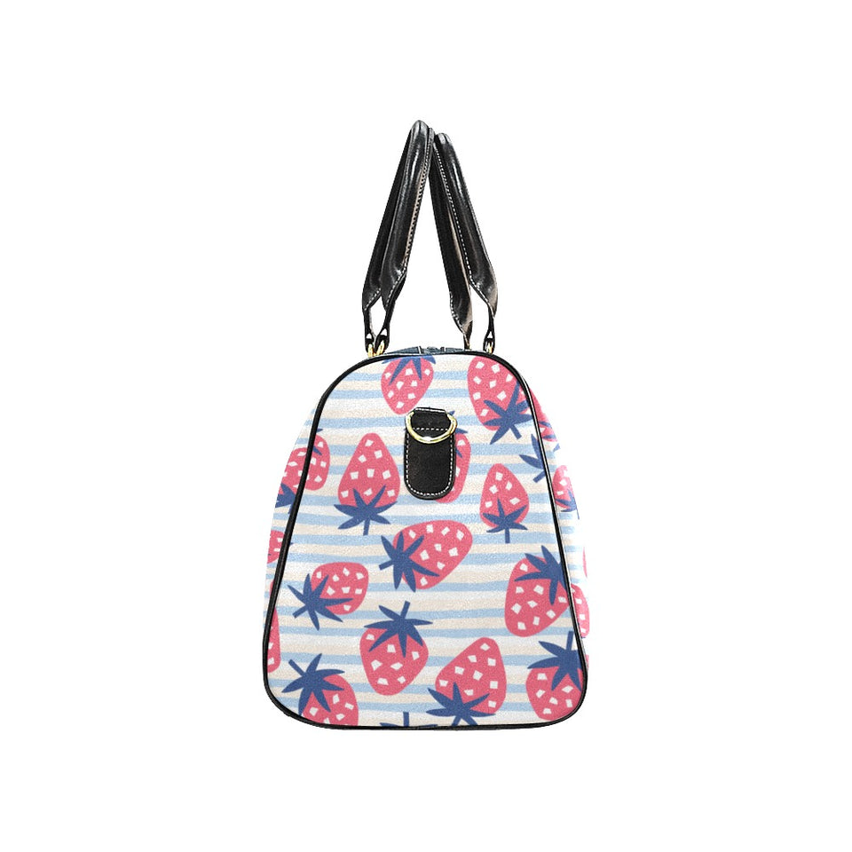 Strawberry pattern blue lines background Travel Bag