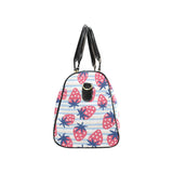 Strawberry pattern blue lines background Travel Bag
