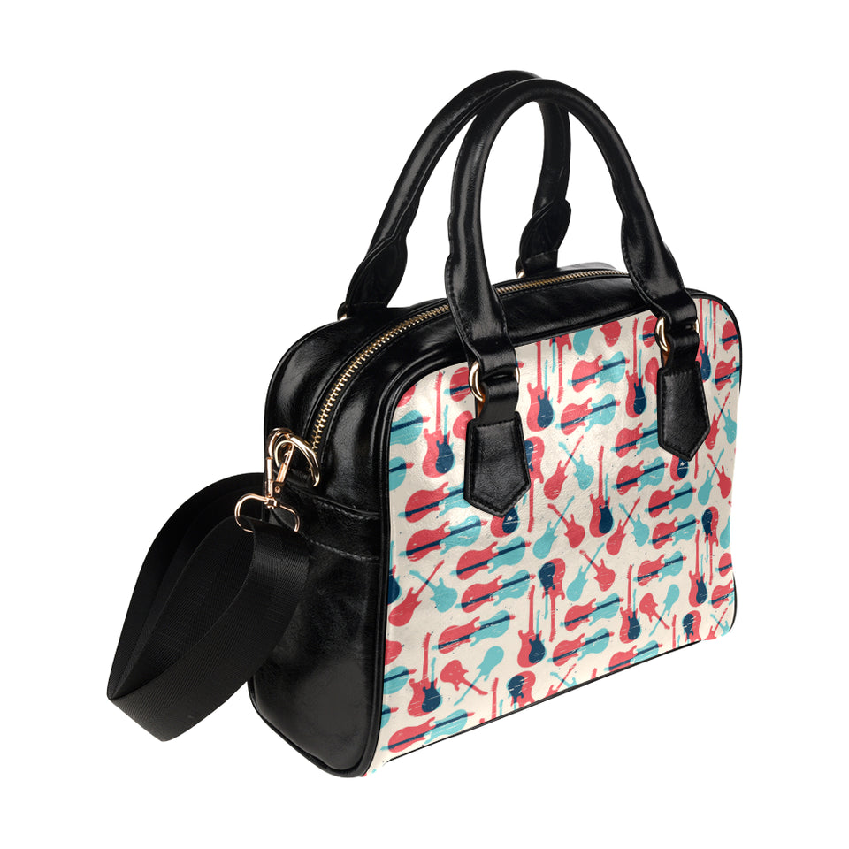 Red Blue guitar pattern Shoulder Handbag
