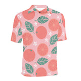Grapefruit leaves flower pink background Men's All Over Print Polo Shirt