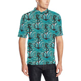 Anchor nautical green background Men's All Over Print Polo Shirt