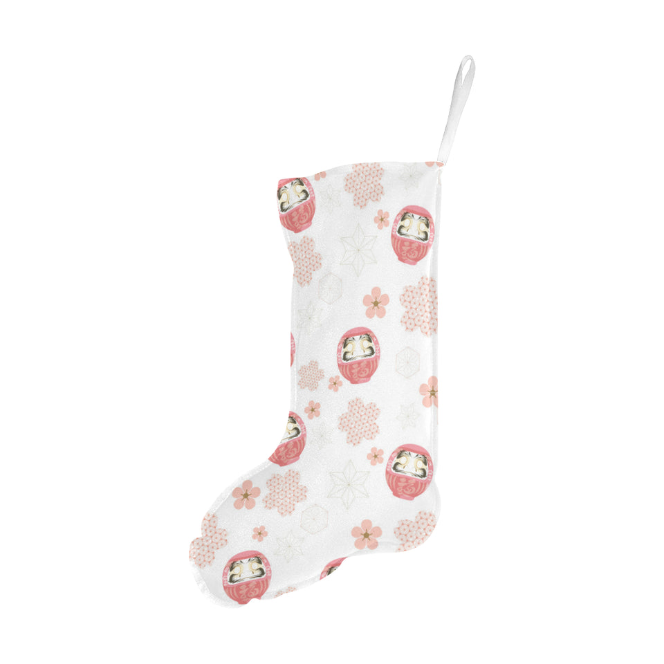Daruma japanese wooden doll cherry blossom flower Christmas Stocking