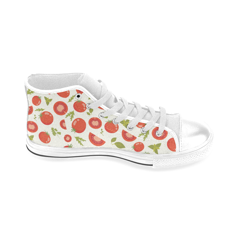 Tomato pattern Men's High Top Canvas Shoes White