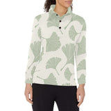 Ginkgo leaves pattern Women's Long Sleeve Polo Shirt