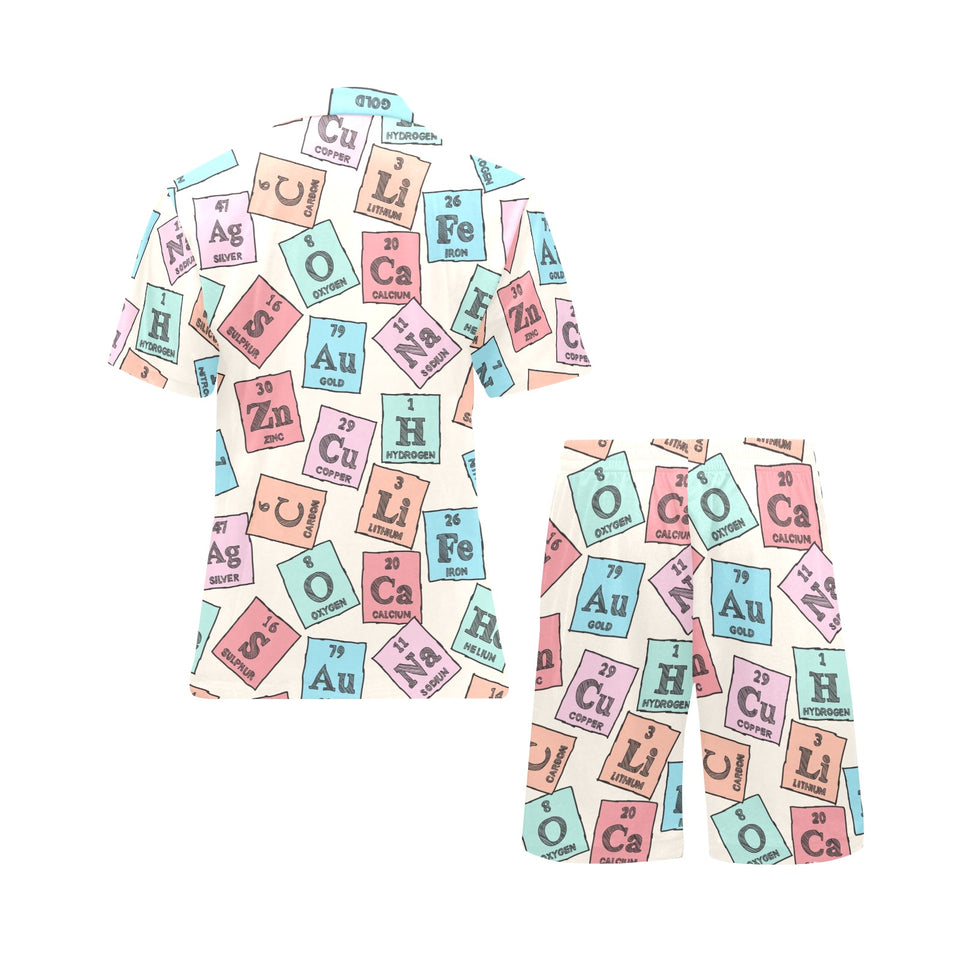 Chemistry Periodic Table Pattern Print Design 02 Men's V-Neck Short Pajama Set