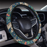 Raccoon tropical leaves pattern Car Steering Wheel Cover