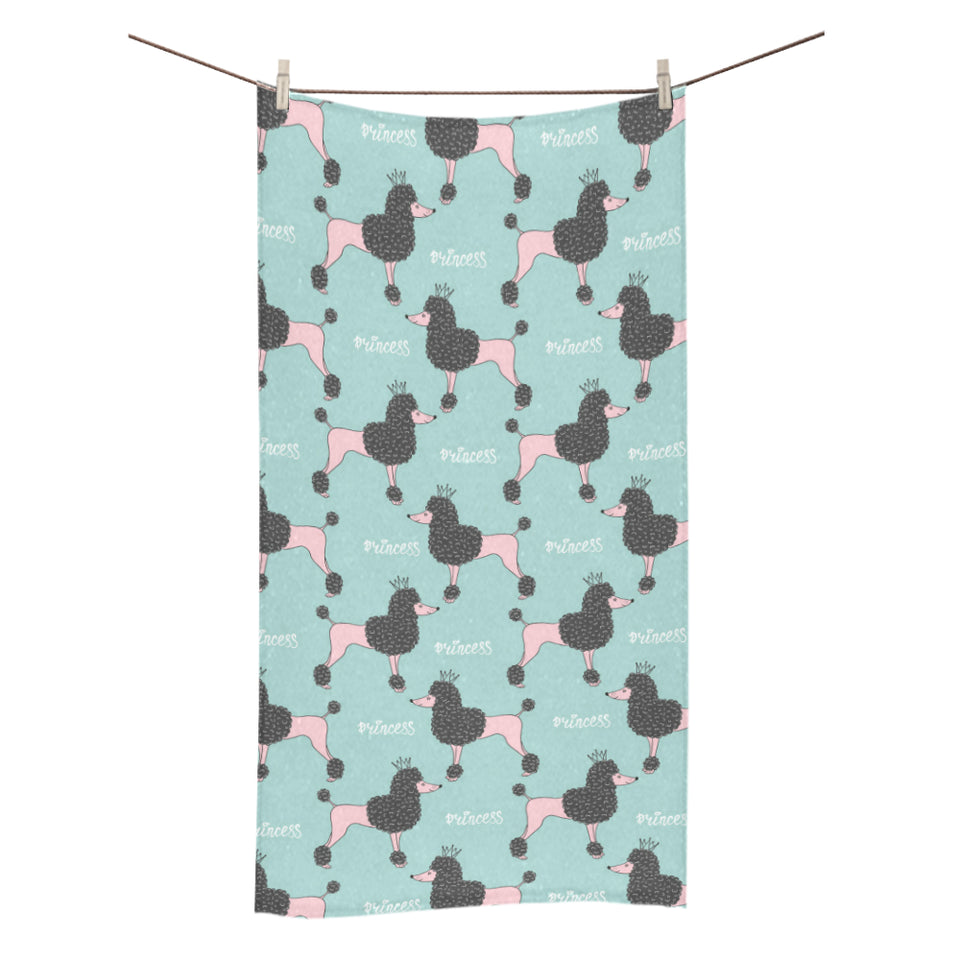 poodle dog green background Bath Towel