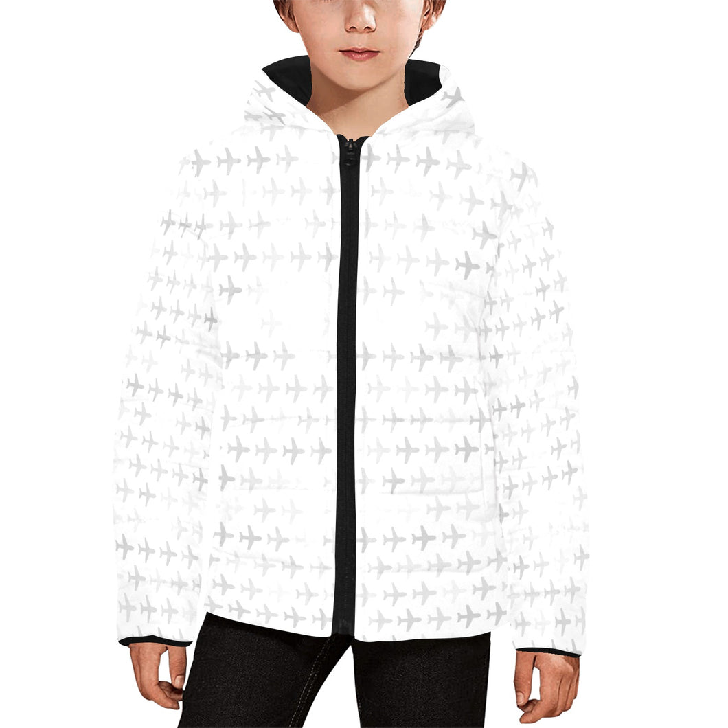 Airplane print pattern Kids' Boys' Girls' Padded Hooded Jacket