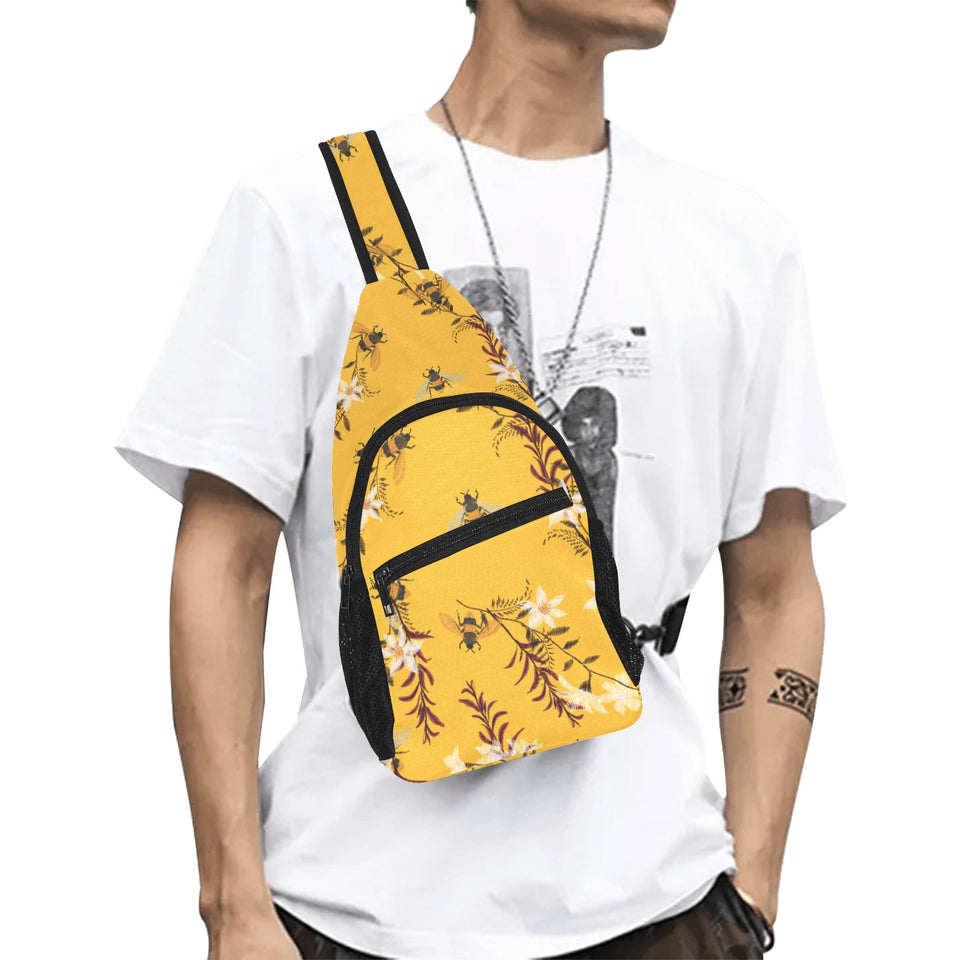 Bee flower pattern All Over Print Chest Bag