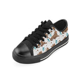 sea lion Seals jellyfish pattern Men's Low Top Canvas Shoes Black