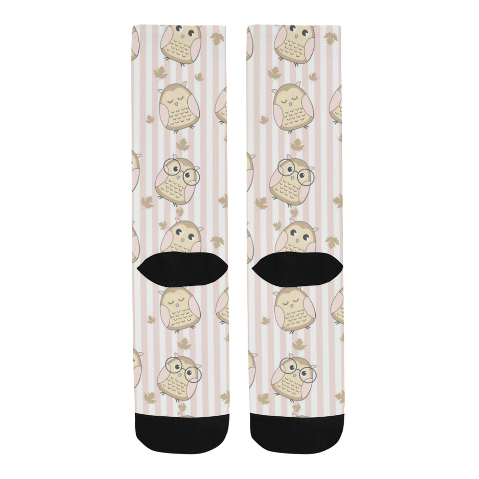 cute owl leaf Crew Socks