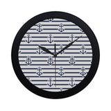 Anchor rope nautical  pattern Elegant Black Wall Clock